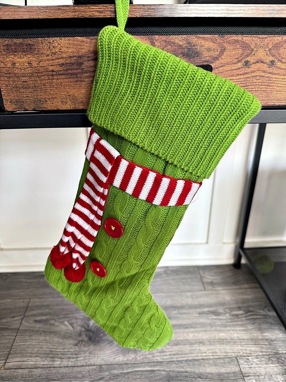 Green & Red Knit Christmas Stocking